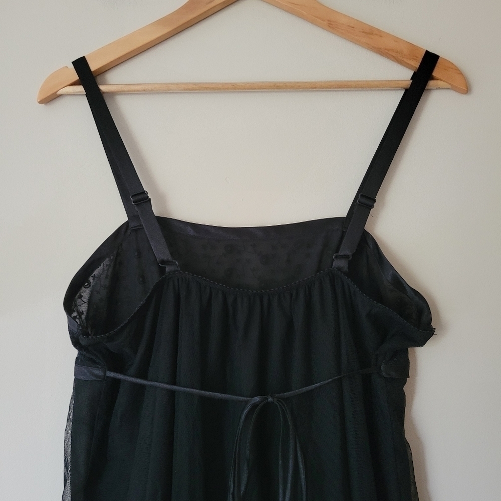 Vintage 90s Y2K Black Chiffon Babydoll Lingerie Slip Dress Grunge Punk - Picture 4 of 8